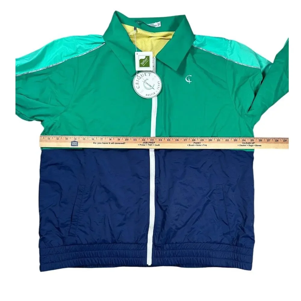 Criquet Golf Windbreaker Jacket Mens XXL NWT Green Blue Colorblock Full Zip